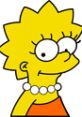 Lisa Simpson from The Simpsons, seasons 1 and 2, features her signature spiky yellow hair and pearl necklace.