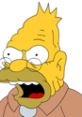 Angry Grampa Abe Simpson from The Simpsons, showcasing his signature wild hair and expressive face in seasons 1 and 2.