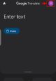 Google Translate interface showing text input area and the new voice button for enhanced translation capabilities.