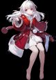 Clara from Honkai Star Rail in a dynamic pose, showcasing her striking red outfit and long white hair.