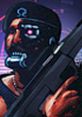 Colonel Ike Sloan from Far Cry 3: Blood Dragon, featuring a cyborg look with a weapon in hand and neon backgrounds.