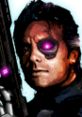 Rex Power Colt from Far Cry 3: Blood Dragon with a cybernetic eye and weapon, showcases retro sci-fi aesthetic.