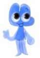 Four from BFDI, a cheerful blue character with large eyes, poses playfully, embodying fun and creativity in animation.