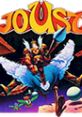 Colorful Joust arcade game cover featuring knights on birds jousting against vibrant backgrounds and iconic game graphics.