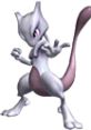 Mewtwo in a dynamic pose from Super Smash Bros. Melee, showcasing its powerful psychic abilities and iconic design.