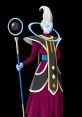 Whis from Dragon Ball Super, portrayed by Masakazu Morita, features a striking design with a staff and elegant robes.