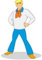 Fred Jones from Scooby-Doo stands confidently, showcasing his classic outfit with a blue shirt and orange neckerchief.