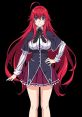 Rias Gremory from High School DxD, showcasing her iconic red hair and stylish outfit with a confident pose.