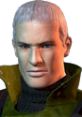 Nikolai Zinoviev from Resident Evil 3, featuring his intense expression and distinctive silver hair and dark attire.