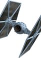 Iconic TIE Fighter from Star Wars, showcasing its distinctive twin ion engines and hexagonal wings in flight mode.