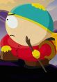 Eric Cartman, personagem de South Park, armado com um bastão, exibe um olhar determinado em cenário montanhoso.