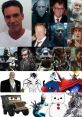 Collage of characters and actors including Luiz Carlos Persy among iconic villains and animated figures.