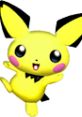 Pichu from Super Smash Bros. Melee, cheerful and playful, showcasing its iconic yellow and black design.