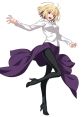 Arcueid Brunestud from Tsukihime, portrayed in a dynamic pose with flowing dress and stylish heels.