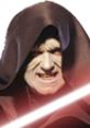 Emperor Palpatine from Star Wars, wielding a lightsaber with a menacing expression under a dark hooded cloak.