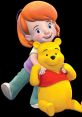 Darby joyfully hugs Winnie the Pooh, showcasing friendship and fun from Blue Television Games' beloved characters.