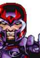 Magneto, iconic villain from X-Men: Children of the Atom, grins confidently in his distinctive red and purple armor.