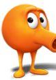 Q*bert character design featuring a vibrant orange figure with large eyes and a distinctive long snout, ready for adventure.