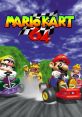 Wario races in Mario Kart 64 alongside Mario, Bowser, and Princess Peach on a vibrant course. Classic Nintendo fun!