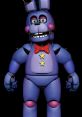 Rockstar Bonnie from FNAF 6, a playful animatronic with a bright blue hue and iconic red bowtie, ready for action.