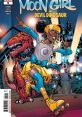 Lunella Lafayette skates joyfully with Devil Dinosaur in a vibrant city scene, showcasing youthful energy and adventure.