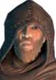 Septimus Signus, the enigmatic scroll expert from The Elder Scrolls V: Skyrim, wearing a distinctive hooded robe.