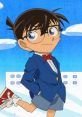 Conan Edogawa, the iconic young detective in his signature blue suit, showcases his detective spirit against a bright background.