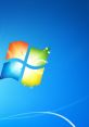 Windows 7 logo on a vibrant blue background, featuring colorful elements representing nature and technology.