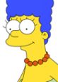 Marge Simpson smiling with her signature blue hair and orange necklace from The Simpsons, Seasons 1 and 2.