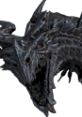 Alduin, the powerful dragon from The Elder Scrolls V: Skyrim, showcasing its fierce features and iconic design.