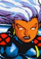 Storm from X-Men: Children of the Atom, showcasing her iconic look and fierce expression.