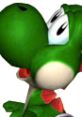 Yoshi, the green dinosaur character from Super Smash Bros. Melee, showcasing his signature playful expression.