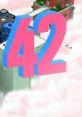 Colorful graphic featuring the number 42, themed around the video game Tokyo 42, set in a vibrant urban landscape.