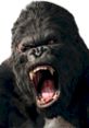 Fierce close-up of King Kong roaring, showcasing his powerful jaws and expressive features, embodying cinematic strength.