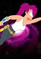 Leela from Futurama flying through space, showcasing her adventurous spirit and iconic purple hair against a cosmic background.