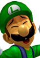 Luigi smiles happily, showcasing his signature green outfit and cap from Super Smash Bros. Melee, adding to his playful character.