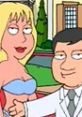 Asian Infomercial Guy interacting with a female model in a humorous scene from Family Guy - Season 4, highlighting fun antics.