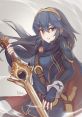 Lucina from Super Smash Bros. Ultimate wielding her signature sword, ready for battle in a dynamic pose.