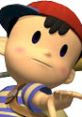 Ness from Super Smash Bros. Melee, wearing a red cap and striped shirt, reaching out with an eager expression.