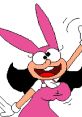 Noisette from Pizza Tower cheerfully waving, wearing a pink bunny outfit, embodies playful energy and cartoon fun.