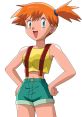 Misty, a spirited Pokémon Trainer, showcases her confident style with orange hair, green shorts, and playful energy.