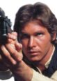 Han Solo aiming his blaster, showcasing his iconic smuggling persona in Star Wars. Adventure and action await!