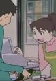 Character interaction at a register in Digimon The Movie 2000, highlighting everyday life in the film's world.