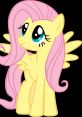 Fluttershy from My Little Pony, with pink hair and turquoise eyes, showcasing her gentle and caring personality.