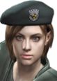 Jill Valentine from Resident Evil 3 wearing a dark beret, showcasing her determined expression and iconic look.