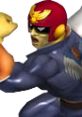 Captain Falcon ready to unleash a Falcon Punch in Super Smash Bros. Melee, showcasing his iconic red helmet and fierce expression.