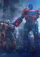 Bumblebee and Optimus Prime stand together in a forest, showcasing iconic Transformers voice lines and camaraderie.