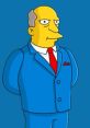 Chalmers from The Simpsons Game in a blue suit with a red tie, standing against a solid blue background.