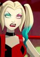 Harley Quinn from DCAU with striking makeup and distinctive costume, showcasing her fierce personality.