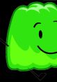 Cheerful green gelatin character with a smiling face, promoting fun and creativity in desserts and snacks. Perfect for recipes!